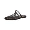 Versión de Piel de Oveja~Nuevas Sandalias Planas de Malla Hueca Elegantes para Mujer, Modelo Verano 2026