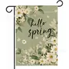 2026 Bestseller de Amazon Primavera y Verano Bandera de Jardín Margarita Floral Gato Negro Decoración de Jardín Exterior Bandera de Jardín de Lino