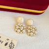 [Chapado en Oro Real] Pendientes Micro Cuadrados Huecos de Perla con Esmalte Goteado Rojo Ancora Adecuados para Pendientes de Invierno