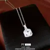 Aretes, collar y anillo de moda cuadrados de circón con pasador de plata, conjunto de joyería de lujo ligero, de alta gama, simple, versátil, exquisito