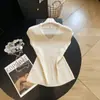 Blusa de tricô com decote V e manga borboleta estilo coreano para mulheres, novo design outono 2026, top modelador e versátil