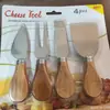 Cabo de Madeira de Acácia Faca de Pizza Faca de Manteiga Caixa de Presente Preta Conjunto de 4 Peças Aço Inoxidável Faca de Queijo Conjunto Portátil