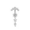 Anel de Umbigo Europeu e Americano com Flor e Zircônia Redonda 23 Anéis de Umbigo com Rosca Externa Joias para Piercing Corporal