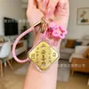 Chaveiro Banhado a Ouro em Formato de Diamante, A Riqueza Vem de Todas as Direções, Princesa, Por Favor Enriqueça, Pingente para Celular, Presente com Mensagem de Bênção Estilo Chinês