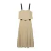 Zr Comercio Exterior Transfronterizo Ropa de Mujer Verano Nuevo Estilo Europeo y Americano Moderno y Elegante Doble Capa Tirante Ancho Vestido Midi