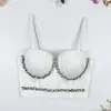 Moda Versátil Cadena de Pedrería Espina de Pescado Sujetador con Soporte Lateral, Diseño de Espalda Cómodo y Hermoso, Top Tubo Fruncido para Mujer de Halloween Carnaval