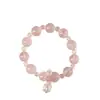 Pulsera de Cristal Natural para Mujer, Cristal Rosa, Cristal Blanco, Flor de Durazno, Pulsera de Lujo Nicho Accesible de Alta Gama, Regalo para Novia