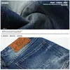 Jeans Retro Americanos Lavados con Onda de Agua Micro-Acampanados para Hombre Azul Profundo Degradado Desgastados con Caída Pierna Ancha Pantalones de Moda