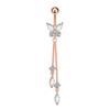 Piercing de Umbigo de Aço Inoxidável Transfronteiriço Estilo Longo Asa Borboleta Flor Franja Prateada Série Joias Simples para Piercing Atacado