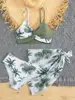 Nuevo Traje de Baño de Dos Piezas Tropical Floral para Niñas de Amazon Set de Bikini de 3 Piezas con Falda Traje de Baño de Vacaciones de Comercio Exterior