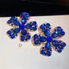 Aretes de aguja plateada con diamantes, diseño de flor ovalada de resina y gota de agua, estilo retro vintage, aretes versátiles