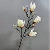 6 Brotes de Flores de Magnolia Artificiales Grandes con Tallos Largos, Flores de Magnolia Simuladas para Bodas, Flores de Algodón Artificiales Grandes, Flores de Magnolia Grandes