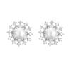 RAKOL Moda coreana pendientes geométricos creativos de girasol y perla para mujer pendientes pequeños exquisitos con microincrustaciones de circonita