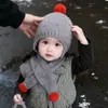 Conjunto de Gorro de Invierno para Bebé Estilo Coreano Estilo Extranjero Gorro de Lana Engrosado Cálido para Niños y Niñas Gorro de Punto con Protección para las Orejas Moderno