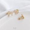 Paquete de oro de 14K micro incrustado de circonio Luna en forma de V trébol de cuatro hojas estrella de cinco puntas soporte para perlas de medio agujero aretes diy material para aretes