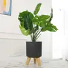 Macetetas auto-riego para flores al por mayor para alquiler, aptas para sala de estar y dormitorio, macetas grandes redondas de pie con patas de madera maciza