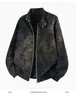 Chaqueta casual de alta gama estilo retro americano para hombre, chaqueta de aviador para pareja, chaqueta de cuero PU estilo Hong Kong con cuello de solapa