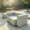 Taburete casual de terrazo para una persona paisajismo de patio sofá de hormigón plaza comercial soporte decorativo de arte para asientos en stock