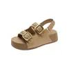Sandálias Birkenstock Estilo Retro para Mulheres, com Sola Grossa Aumenta-Altura, Modelo Novo de Verão, Adequadas para Combinar com Vestidos, Sandálias de Encaixe Antiderrapantes com Biqueira Aberta