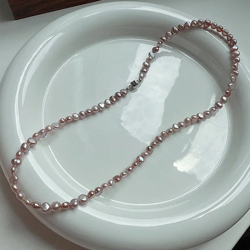 SKU_5_40cm 磁吸扣粉紫色珍珠项链 S925银.jp