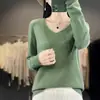 Nuevo suéter de lana grueso sin costuras para otoño e invierno para mujer, jersey de punto de manga larga, prenda básica versátil