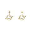 Nuevos Pendientes de Tendencia de Aguja de Plata S925 de Estrella y Luna Pendientes Elegantes de Moda Europea y Americana Pendientes Creativos Simples Exagerados