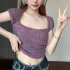 Suéter corto de verano 2023, ropa de chica sexy, suéter de nicho, diseño con sentido del estilo, top adelgazante versátil.