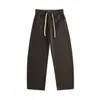 "Estilo Old Money" Calças Casuais Simples de Perna Larga Masculinas Outono Preto Cintura Elástica Caimento Solto Versátil Perna Reta Calças Longas