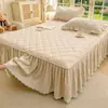 Faldón de Cama Acolchado de Algodón Lavado Clase A Cubre Cama Estilo Princesa Protector de Colchón Antideslizante Ropa de Cama de Alta Calidad Cubre Cama Cubierta Nuevo 1