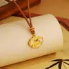 Collar de Cuerda Tejida con Candado Koi Ping An Moda Estilo Nacional Gota de Pegamento Diseño Antiguo Temperamento Lujo Ligero Cadena para Suéter con Candado de Larga Vida