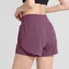 Shorts deportivos de verano de dos piezas para mujer, holgados y de secado rápido, adecuados para correr y fitness, anti-exposición, de cintura alta, pantalones de yoga adelgazantes