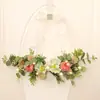 Corona de Flores Artificiales de Primavera y Verano Transfronteriza, Lirio y Camelia Simulados, Decoración de Puerta de Casa, Arreglo de Boda, Colgante de Pared, Decoración de Árbol Invertido
