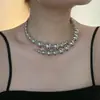 Collar de Perlas de Bola de Metal Estilo Frío Tamaño Abierto para Mujer 2024 Nuevo Estilo Gargantilla Estilo Chanel Cadena para Clavícula