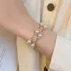 Pulsera de Perlas de Vidrio de Moda para Mujer Forma de Nudo de Bambú Varios Tamaños Pulsera con Cuentas de Perla Alto Aspecto Sentido de Diseño de Flor de Melocotón de la Suerte Joyería para la Mano