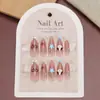 Uñas Portátiles con un Toque de Alta Gama, Diseños Lindos Pintados a Mano, Adorable Arte de Uñas de Cachorro y Lazo, Uñas Postizas Portátiles con Gradiente Rosa Nude