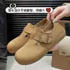 Sapatos Birkenstock de cobertura total estilo celebridade para mulheres, novidade primavera/outono 2026, sapatos de moda vintage sem cadarço com bico redondo