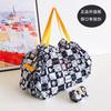 Bolsa de Compras Plissada Estilo Japonês Desenho Animado Verde com Botão de Pressão Ultra Leve Portátil Bolsa de Ombro para Viagem