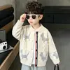 Suéter de malha para meninos para primavera e outono com estampa de cachorrinho, cardigã de malha moderno estilo coreano para crianças, adequado para bebês e crianças maiores