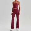 Conjunto de yoga deportivo transfronterizo europeo y americano, pantalones acampanados de yoga de cintura alta casual para fitness al aire libre para mujer de alta gama 8959