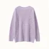 Suéter Pulóver de Ganchillo de Color Sólido Clásico, Nuevo Estilo Otoño e Invierno, Camiseta Base Descubierta, Suéter de Cachemir Hueco para Mujer, Estilo Delgado