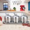 Estilo Europeu 304 Aço Inoxidável Tempero Jar Set Três Sabores e Quatro Sabores Garrafa de Tempero com Colher Caixa de Tempero Doméstico Utensílios de Cozinha