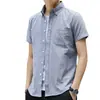 [Alta densidade] Camisa Oxford de verão de manga curta não amassa fina masculina casual de negócios de meia-manga moda