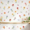Estilo Fresco Retro Planta Flor Habitación Sala de Estar Decoración de Pared Pegatina de Pared PVC Autoadhesivo Flor Gabinete Pegatina