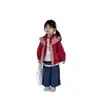 Nuevo abrigo de cuadros patchwork estilo coreano para niñas con cuello azul marino, chaqueta infantil linda y a la moda para primavera/otoño