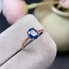 Anillo de Zafiro Azul Real Natural Color Buen Grano Plata S925 Seiko Incrustado Tamaño Piedra Principal 6*7mm