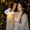 Festival do Meio Outono Nova Lanterna Coelho de Bambu Coelho de Pelúcia Fofo Lanterna Brilhante Brinquedo Lanterna Artesanal DIY Infantil