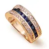 Anillo de Sanjie wish más vendido con zafiro de diamantes completos, cuadrado, chapado en oro de 18 quilates, anillo de diamantes brillantes para hombres y mujeres