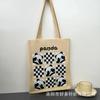 Bolsa de Tricô Ins Desenho Panda Feminina Bolsa de Mão Fashionável para Carregar na Mão Grande Capacidade Bolsa de Ombro Bolsa Transversal Bolsa
