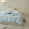 Artículo de tela de punto cepillado 100% algodón grado A ~ Juego de funda de edredón y sábanas de color liso estilo coreano con una textura suave como una nube, perfecto para ropa de cama cálida de otoño e invierno