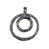 Colgante DIY de Plata Antigua de 43x35 mm y 6.5 g Anillo Doble Círculo con Patrón de Vid Imitación Colgante Geométrico Hueco